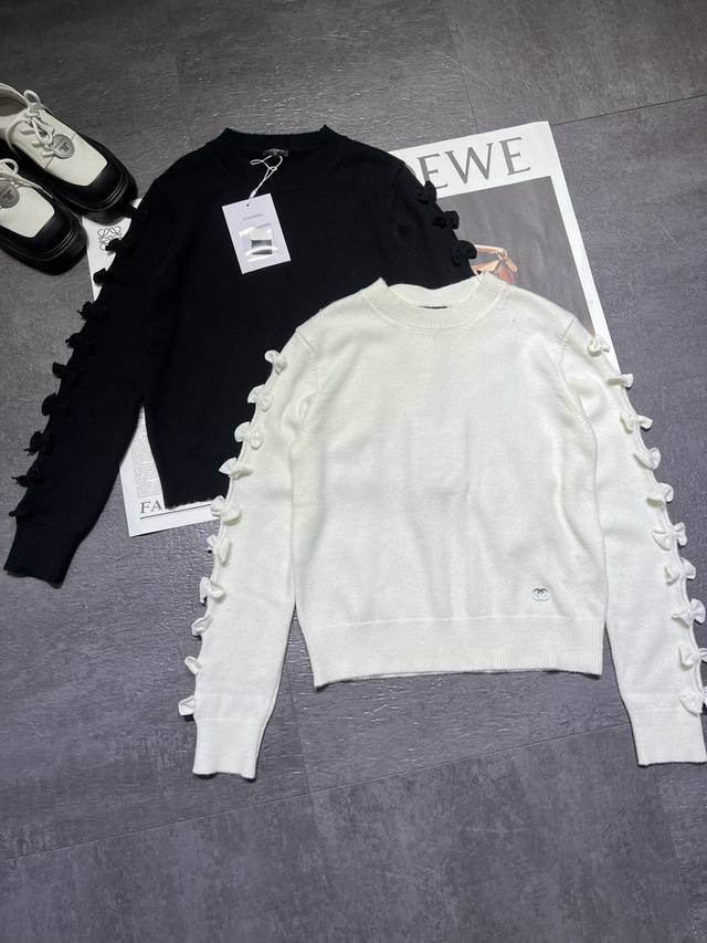 Chanel*25K Autumn/Winter New Bow Series Crew Neck Sweater, custom wool yarn, cus