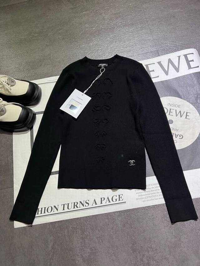 Original design Chane*25K Autumn/Winter new knitted logo round neck long-sleeved