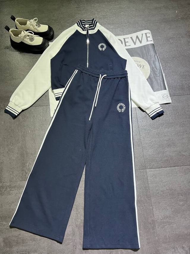 Chrome Hearts casual tracksuit set shipped, a must-have for fall and winter. Exc