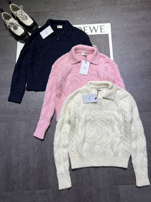 Celin*25 Early Autumn New Arrival Arc de Triomphe Cable Knit Embroidered Collar