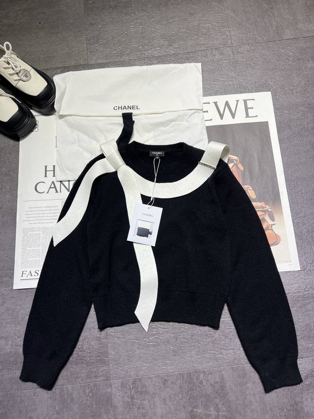 Chane* 25K New Bow Series Round Neck Sweater Long Sleeve Dress Yb Custom Fabric