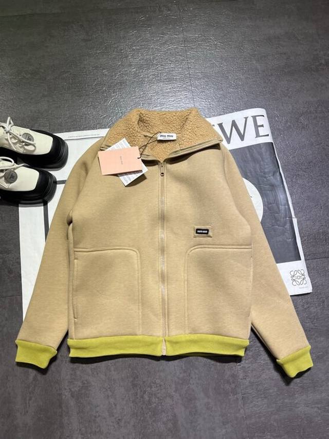 Miumi* 25Fw Early Autumn New Soft and Loose Lambswool Coat, Little Yellow Chick,