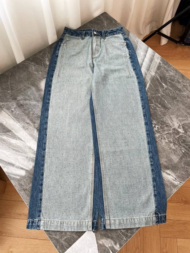 2024 New Color-Blocked Wide-Leg Jeans: Interpreting Retro and Individualistic Ae