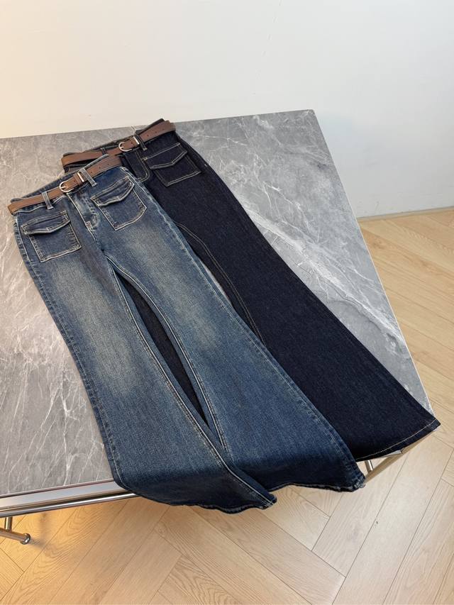 25 These trendy flared jeans with a belt feature a high-waisted design that clev