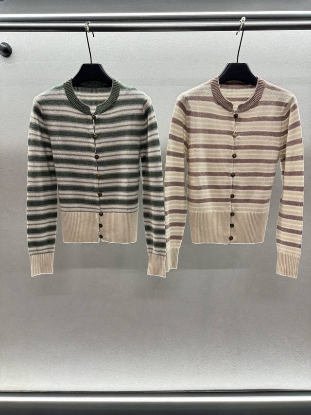 2025 Autumn and Winter Ddd! Loro Pia*Na, 1:1 replica! Cashmere striped cardigan,