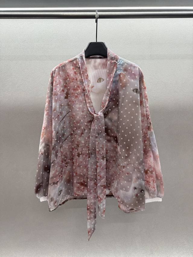 2025 Autumn and Winter Ddd! Trini*Te, Cherry Blossom Pink Romantic Cat Shirt, Th