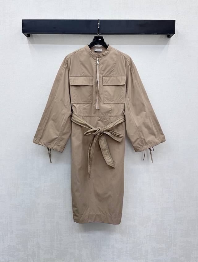 Moncle*2025 New Arrival: Stand Collar Belt Dress, Custom Made with Imported Tren