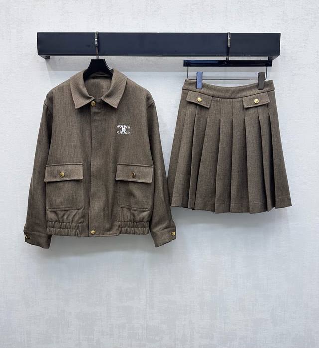 Celin*2025 New Arrival: Jacket and Pleated Skirt Set, Custom Made with Imported