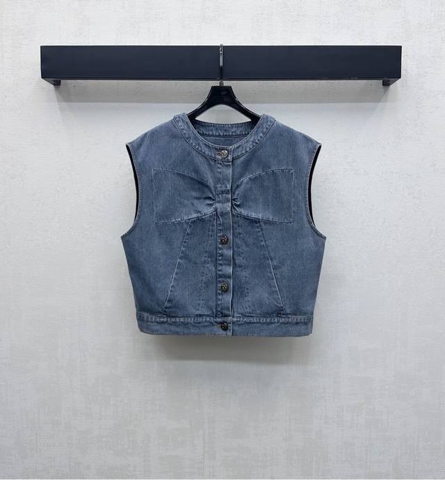 Chanel 2025 New Arrival: Bow-Tie Denim Vest, Custom Made with Imported Twill Cot