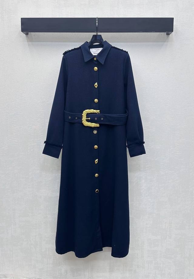Sch*2025 New Arrival: Metal Belt Shirt Dress, Custom Made with Imported Rayon Ma