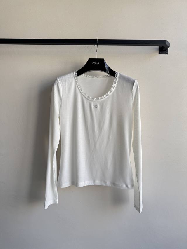 Celin* New Arrival, Comfortable and Versatile Base Layer Top, Embroidered Lace C