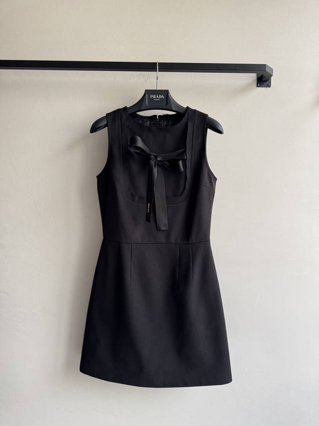Prad* 2025 Autumn/Winter New Sleeveless Dress with Bow Tie Decoration. Custom br