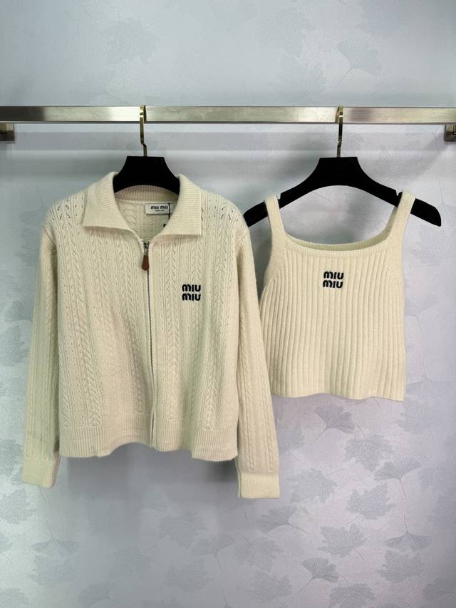 Miumi*2025 Early Autumn New Arrival Camisole and Cardigan Two-Piece Set! Made wi