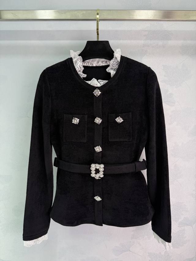 Se*2025 Newest Early Autumn French Hepburn Style Rhinestone Lace Trim Imported K