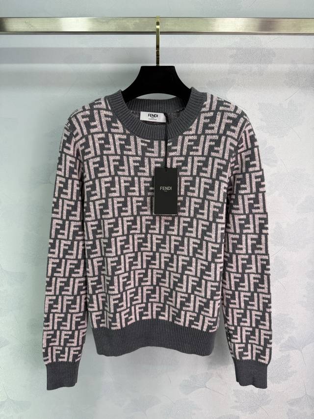 Fe* 2025 Early Autumn New Round Neck Letter Jacquard Knit Pullover Sweater! Made