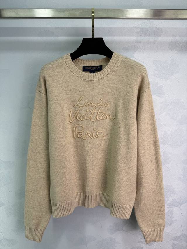 Lou**2025 Early Autumn New Simple Letter Pullover Sweater, Custom Yb Cashmere an