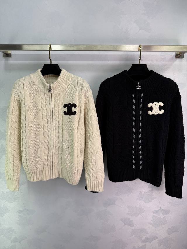 Ce*25 Early Autumn New Knitted Cardigan with Exquisite Cable Knit Texture, Arc d