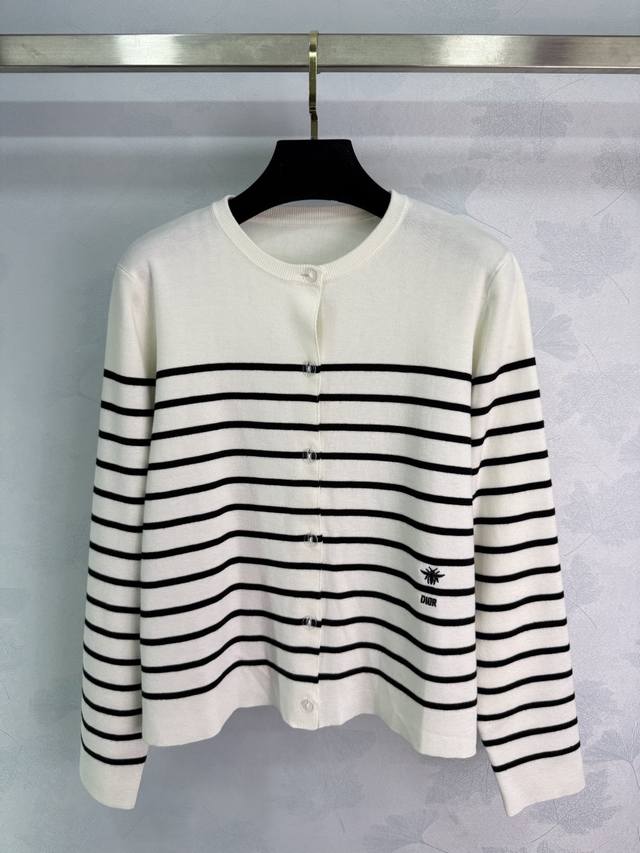 Dio* 2025 Early Autumn New Color-Blocked Striped Knit Long-Sleeve Cardigan! Made