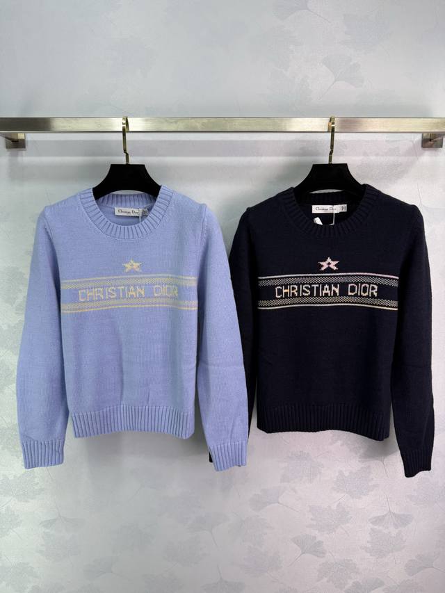 Dio* 2025 Early Autumn New Color-Blocked Five-Pointed Star Embroidered Sweater!