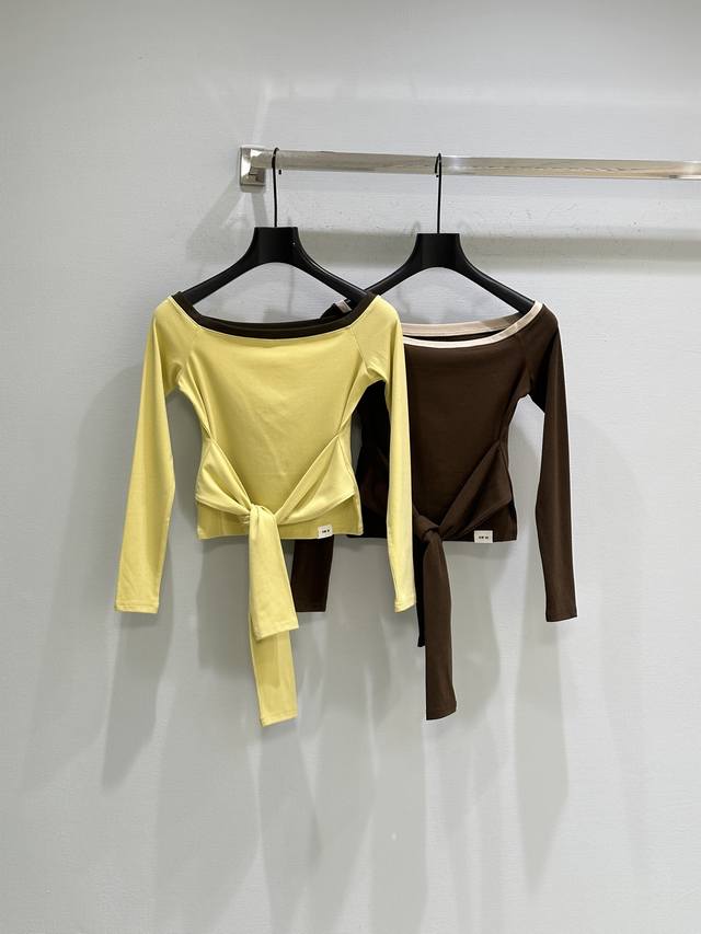 25Ss Autumn New Arrival! Retro American-style off-shoulder top, slim fit, flatte