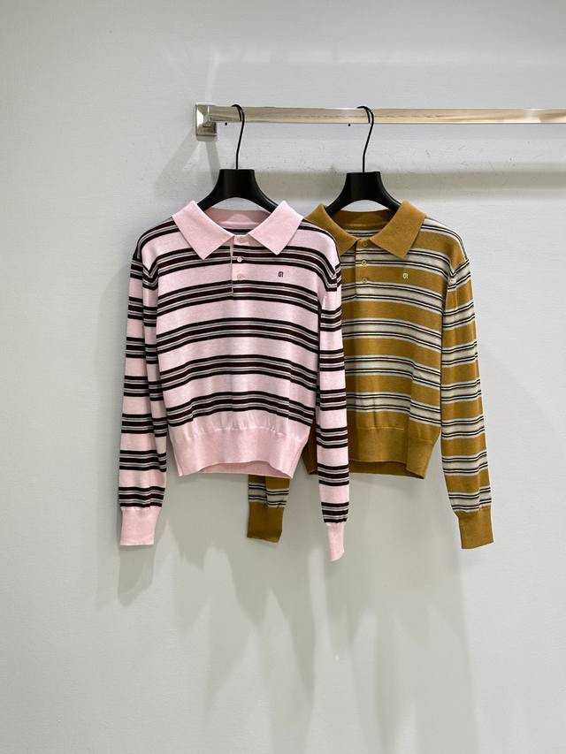 25Ss Autumn/Winter New Arrival! This striped color-blocked polo shirt is made of