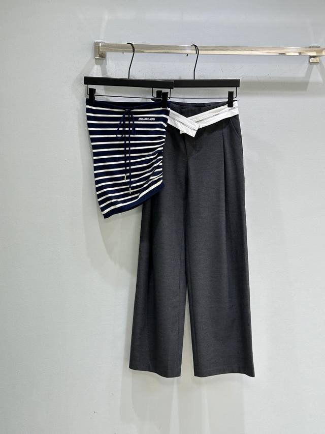 25Ss Early Autumn New Arrival! Striped knitted tie-front strapless tank top, sex