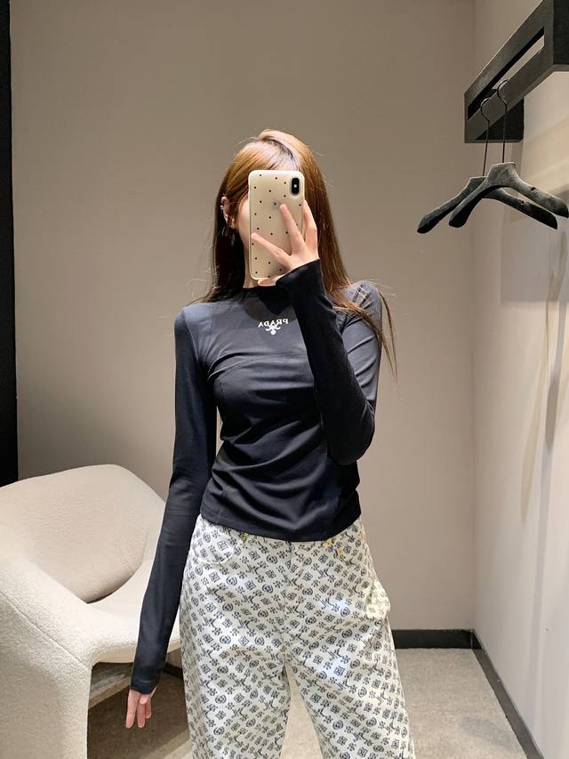 Prad*25Fw Early Autumn New Letter Logo Slim Fit Long Sleeve T-Shirt | Exclusive