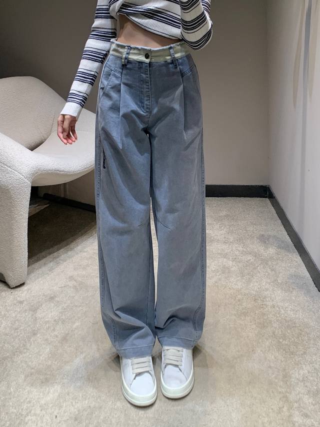 Alexand*R Wang 25Fw Autumn/Winter New Arrival Color-Blocked Frayed Hem Jeans | E