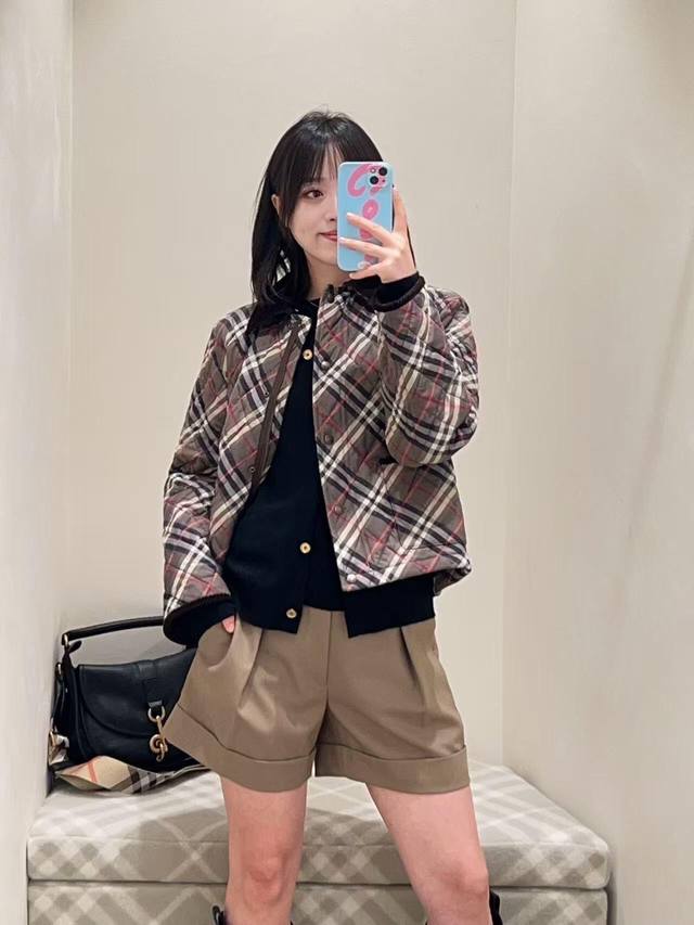 Burberr* 25Fw Autumn/Winter New Corduroy Lapel Plaid Cotton Jacket | Exclusive Y