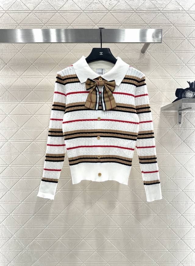 Bbr* 2025 New Arrival Collared Bow-Tie Checkered Cardigan. Made with custom Yb w