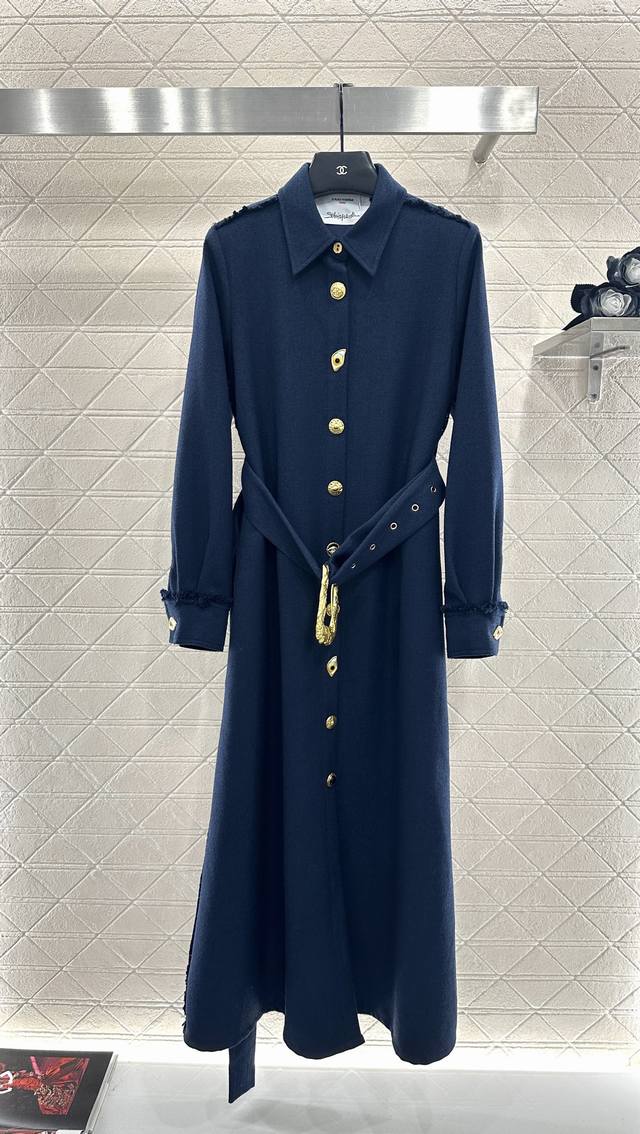 Sch* 2025 New Arrival Belted Long Trench Coat Custom Yb Imported Cotton Wool Mat