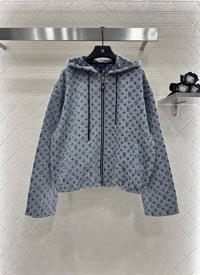 Louis Vuitto* 2025 New Arrival Jacquard Hooded Jacket Custom Yb Imported jacquar