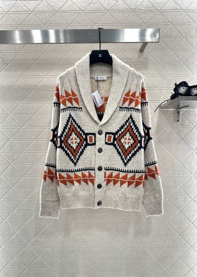 Bc* Available from 2025. Collared Knit Cardigan. Made of custom Yb cashmere knit