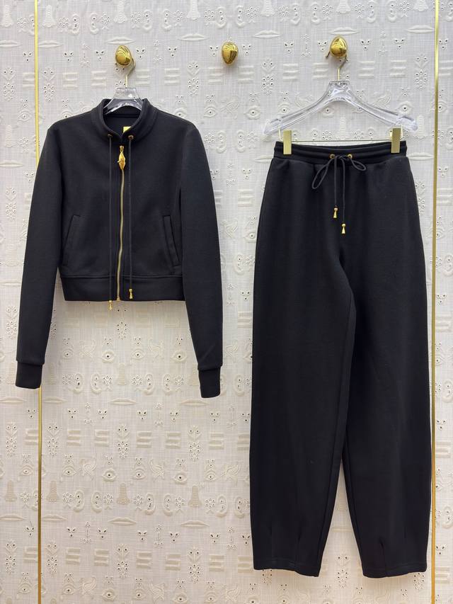 Sch 25 Fall Chic Italian-Style Lazy Set: Stand Collar Zipper Short Jacket + Elas