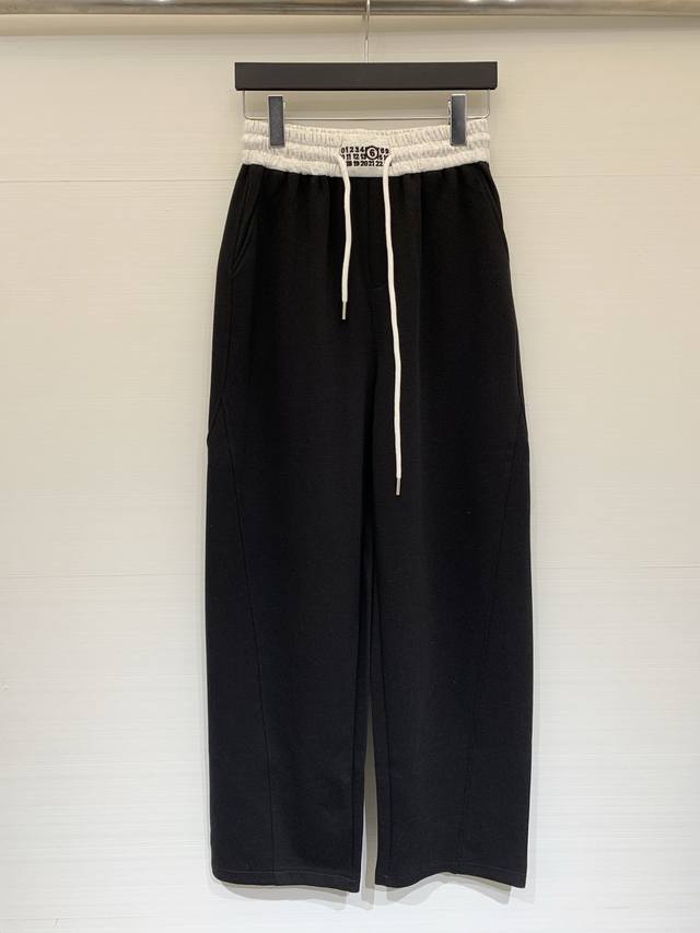 Mm6 2025 Autumn/Winter New Arrival Digital Logo Waistband Casual Pants, Banana S