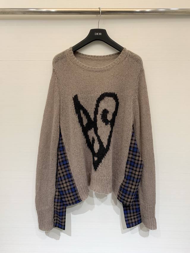 Acnestudios Fall/Winter Classic Patchwork Heart Sweater, Custom Wool Blend Mater