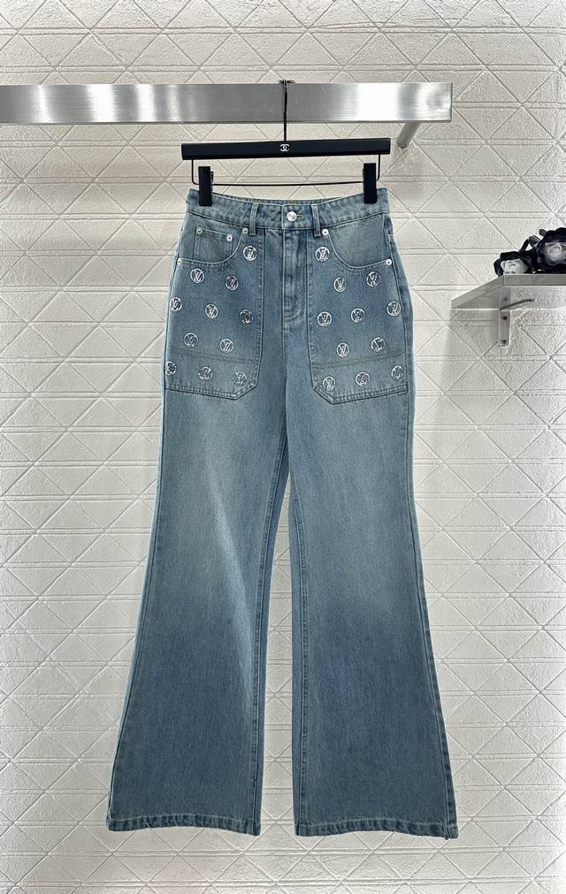 Louis Vuitto *2025 New Arrival Embroidered Sequined Denim Jacket and Pants Set C