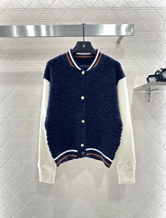 Louis Vuitto *2025 New Arrival Jacquard Knit Zipper Baseball Color-Block Jacket