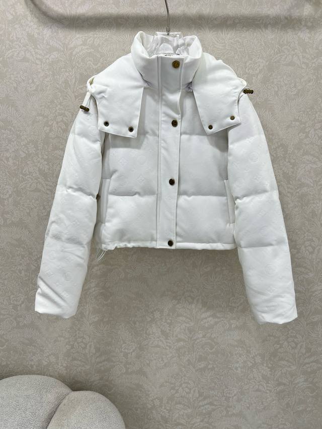 Louis Vuitt N25 New Down Jacket, 90% White Duck Down, Dark Pattern Jacquard Fabr