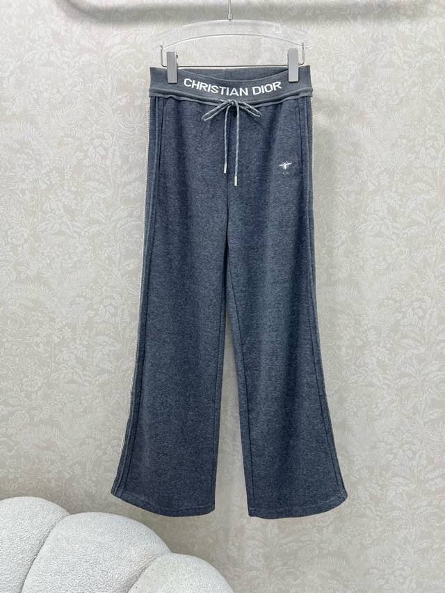 Dio* 25 New Style Solid Color Wide-Leg Pants with Letter Elastic Webbing Waistba