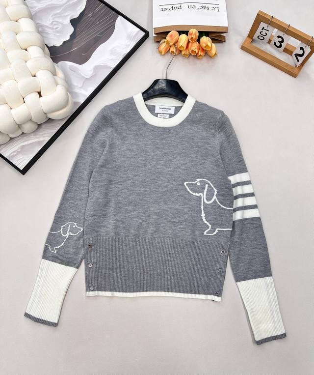 Thom Browne Four-Bar Puppy Knit Wool Pullover Sweater The Tb puppy series contin