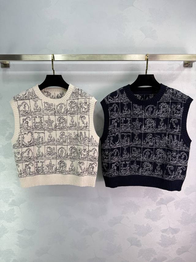 Dio* 2026 Early Spring New Arrival: Checkered Embroidered Knit Vest! Made with c