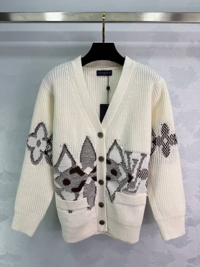 Lou*2025 Autumn/Winter New Arrival: Synchronized Jacquard V-Neck Knit Cardigan!