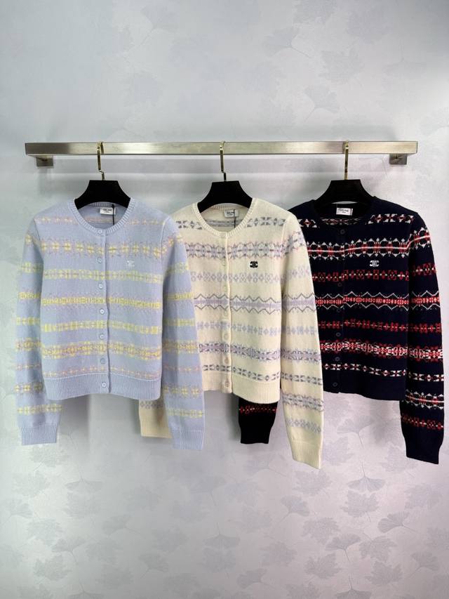 Celin*2025 Autumn/Winter New Crew Neck Arc de Triomphe Crochet Cardigan! Made wi