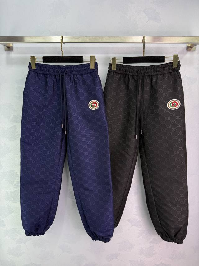 Gucc*25 New Double G Jacquard Elastic Waist Jogger Pants, High-End Jacquard Fabr Gucc*25 New Double G Jacquard Elastic Waist Jogger Pants, High-End Jacquard Fabr