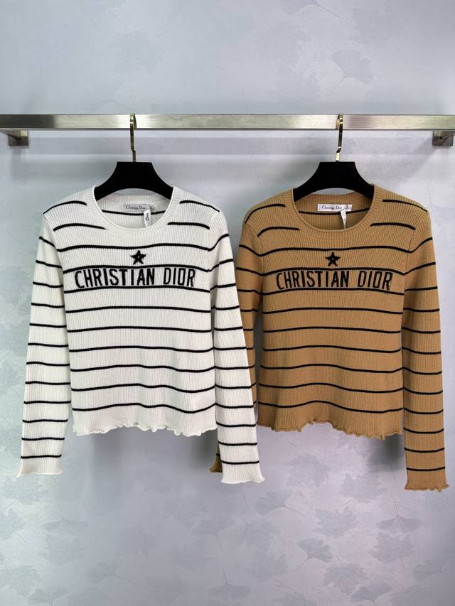 Dio* 2025 Autumn/Winter New Five-Pointed Star Color-Blocked Striped Knit Long-Sl