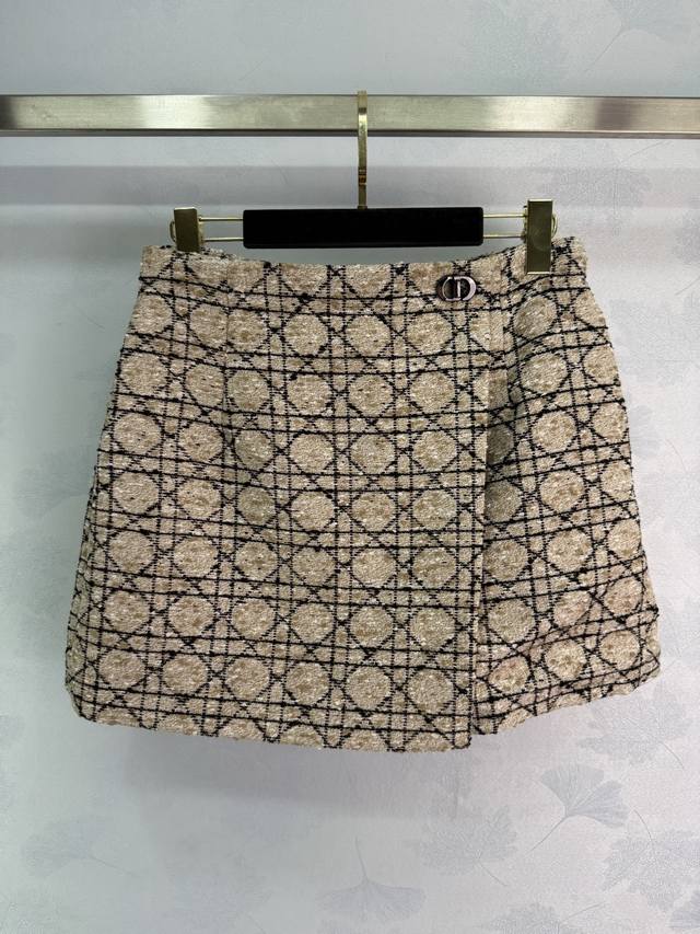 Dio*25 Autumn/Winter New Cannage Pattern Midi Skirt, 3D Woven Tweed Fabric, Clas