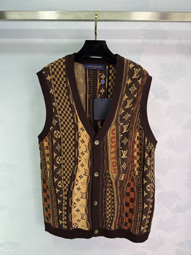 Lou*25 Autumn/Winter New Collaboration Knitted Vest, Brown Tone, Classic Monogra