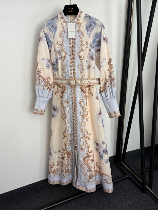 Style No. 20256947 Zimmermann New Retro Floral Print Lantern Long-Sleeved Dress
