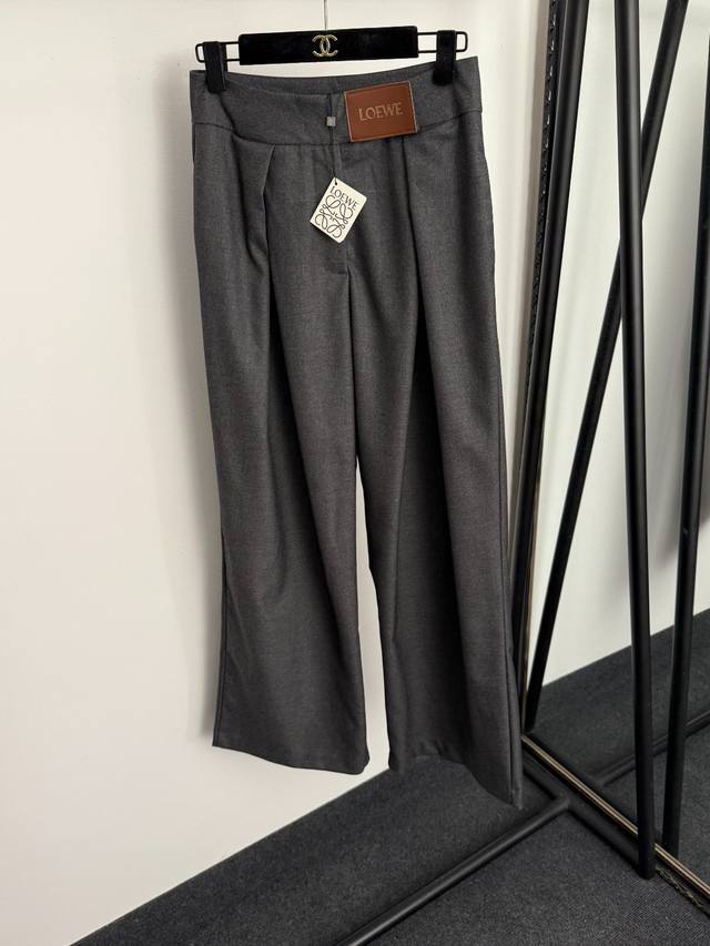 Style No. 20256940 Loew* New Logo Leather Label Trim Pants, High-Waisted Wide-Le